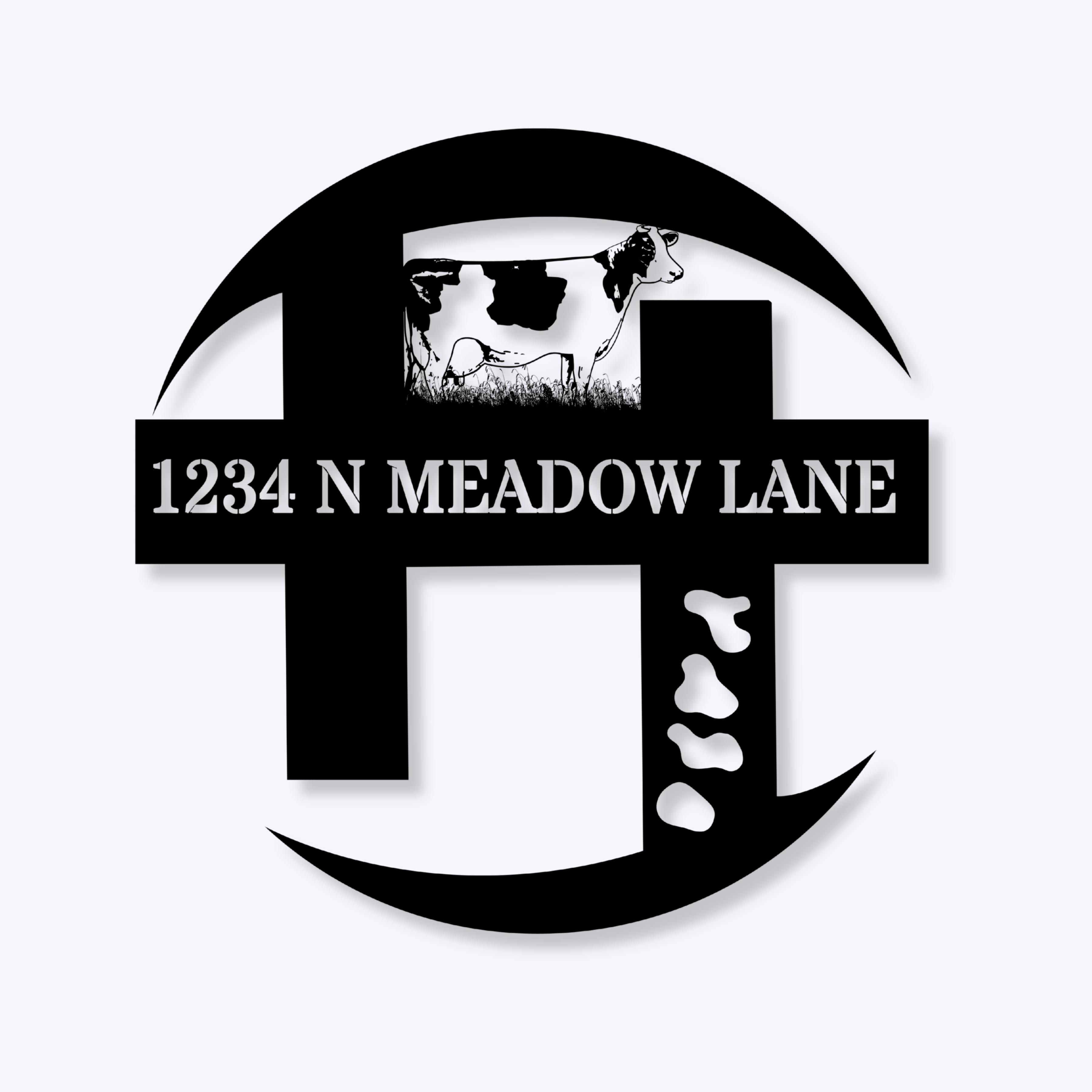 Cow Farm Home Address Metal Sign