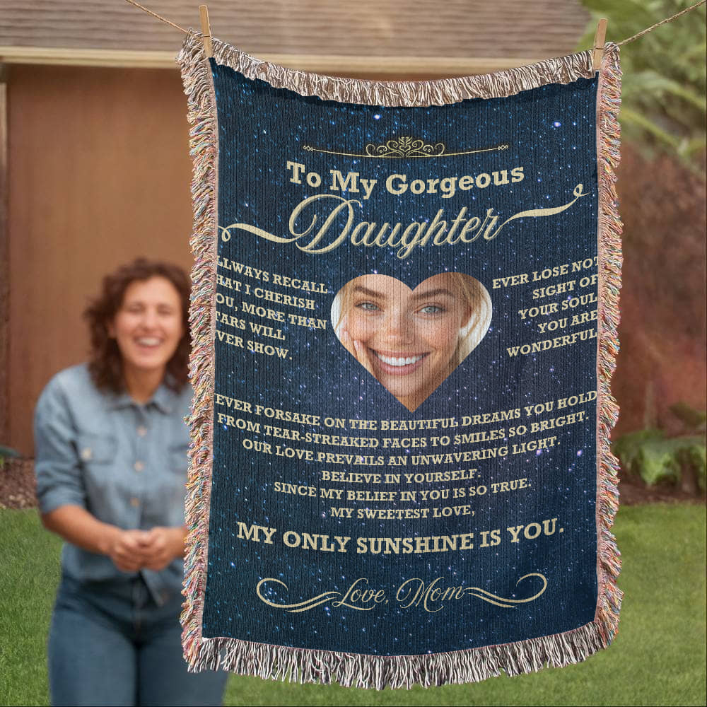 Daughter Photo Woven Blanket from Mom