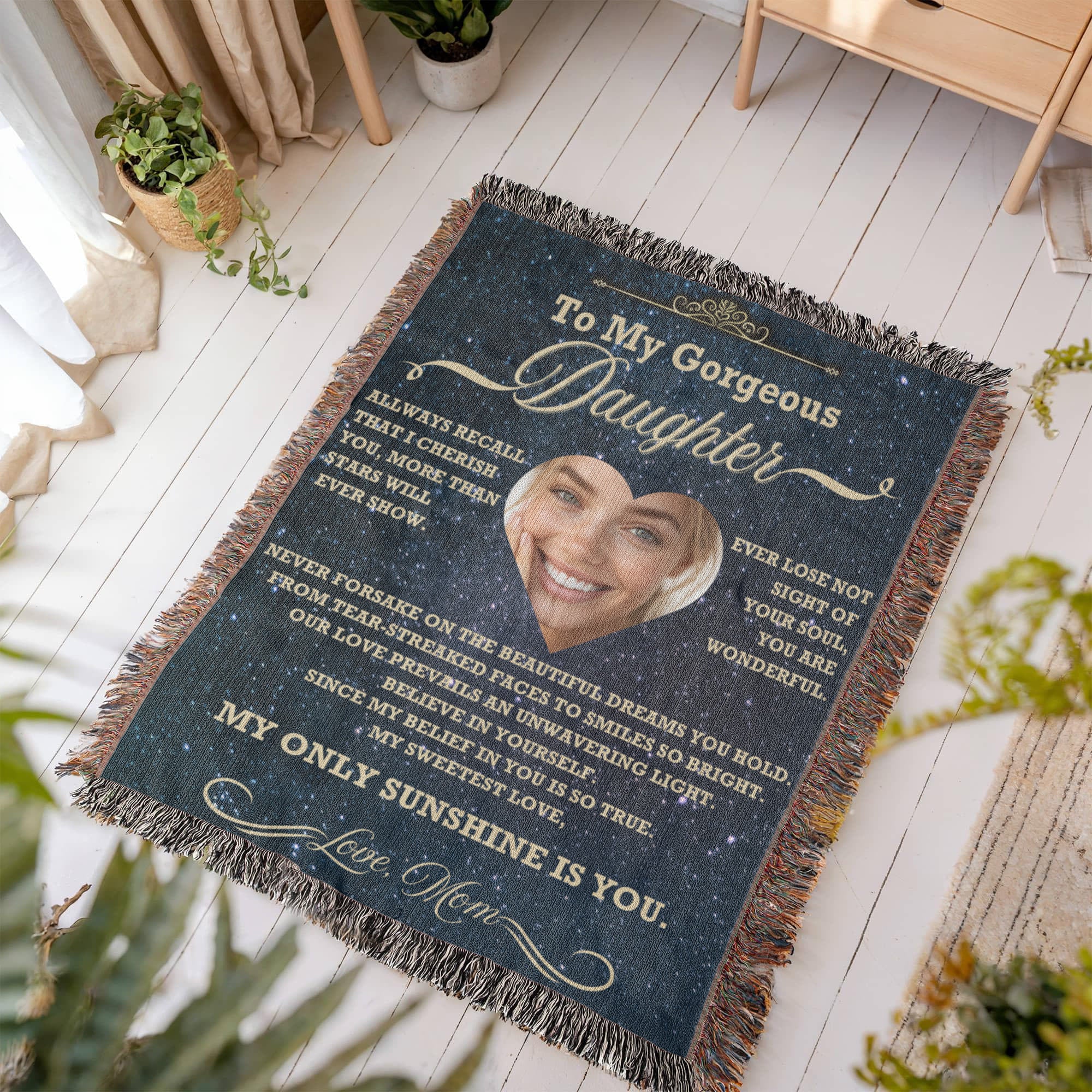 Daughter Photo Woven Blanket from Mom
