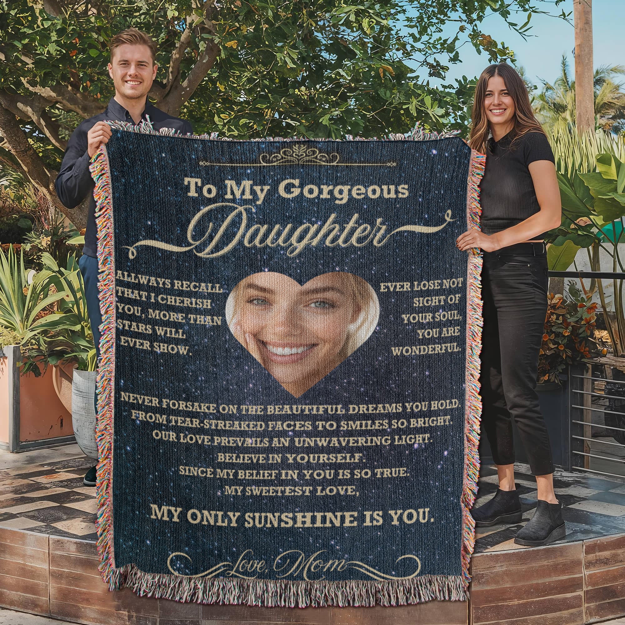 Daughter Photo Woven Blanket from Mom