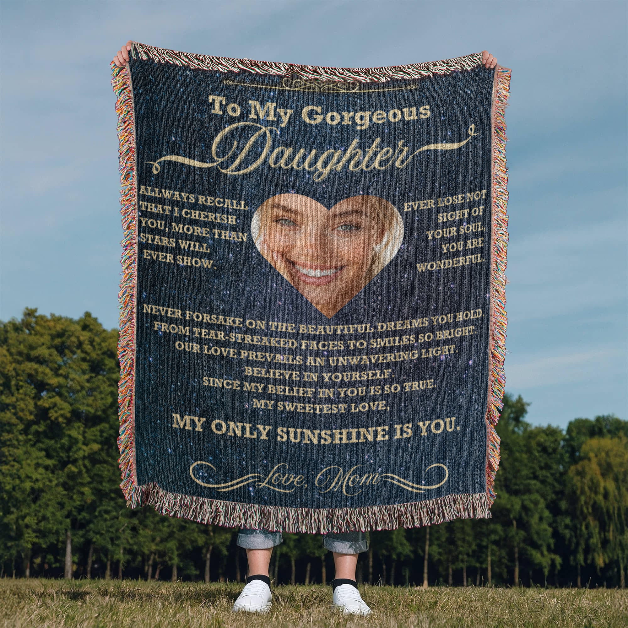 Daughter Photo Woven Blanket from Mom