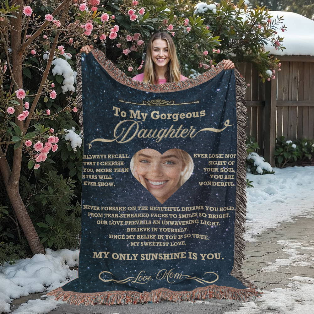 Daughter Photo Woven Blanket from Mom